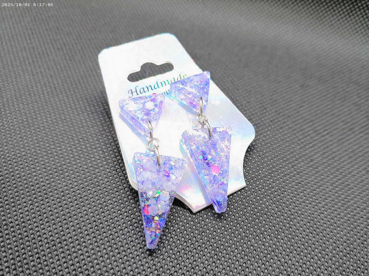 Handmade Resin Purple Glitter Earrings