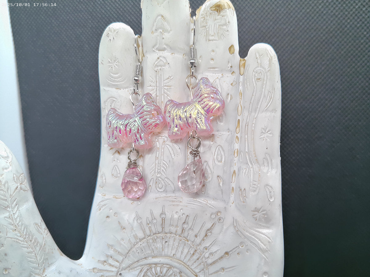 Pink Puppy Dangle Earrings