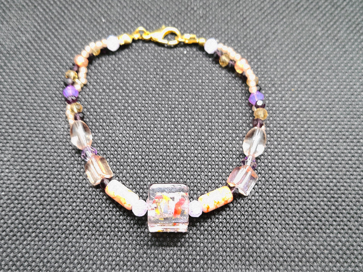 Chunky Orange and Purple Square Bracelet