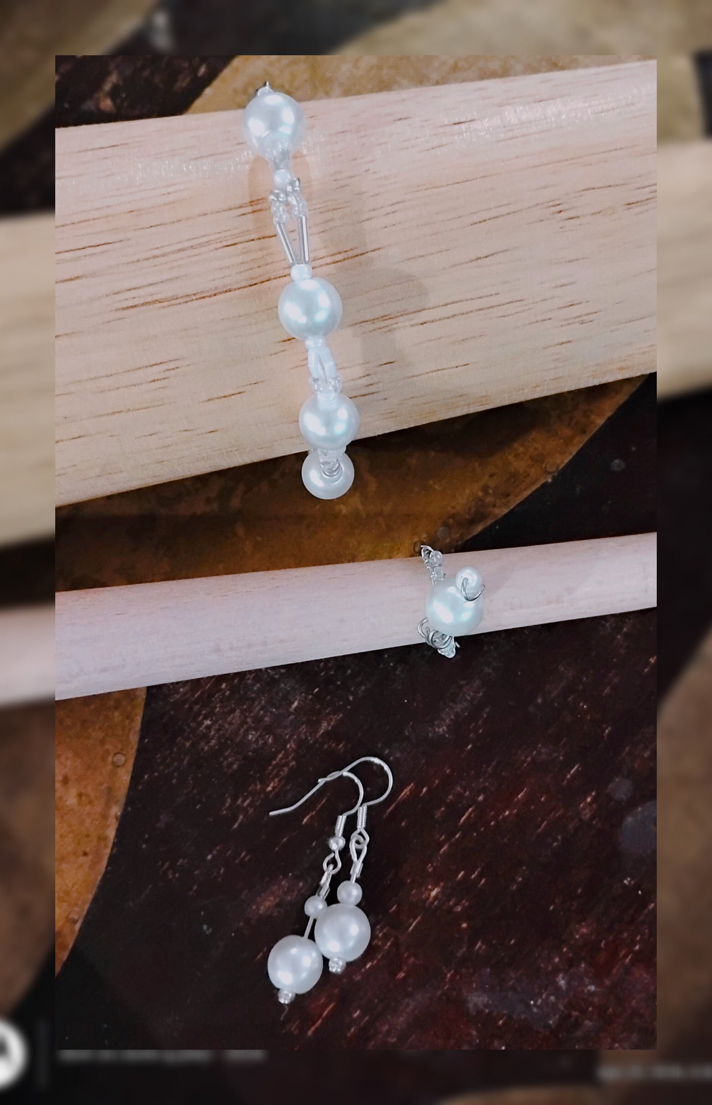"Lauren" White pearl bead set