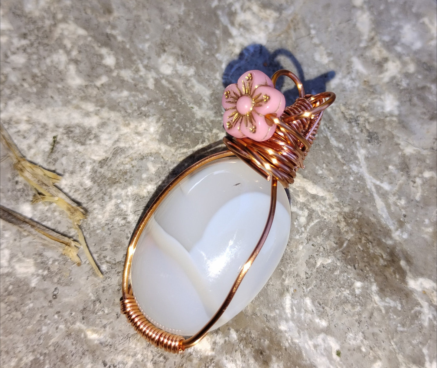 "Tessa" Real wrapped gemstone pendent