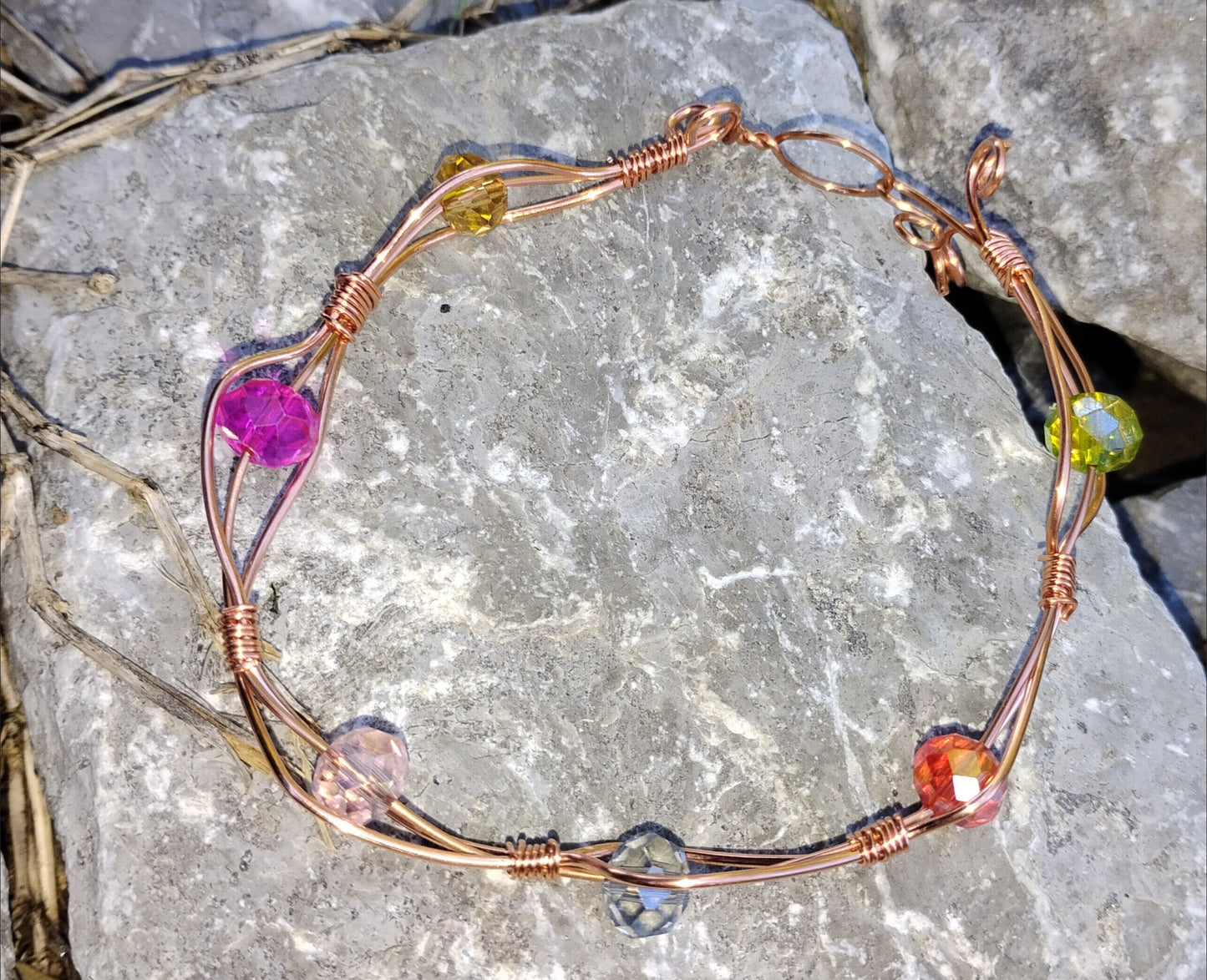 wire wrapped beaded bracelet