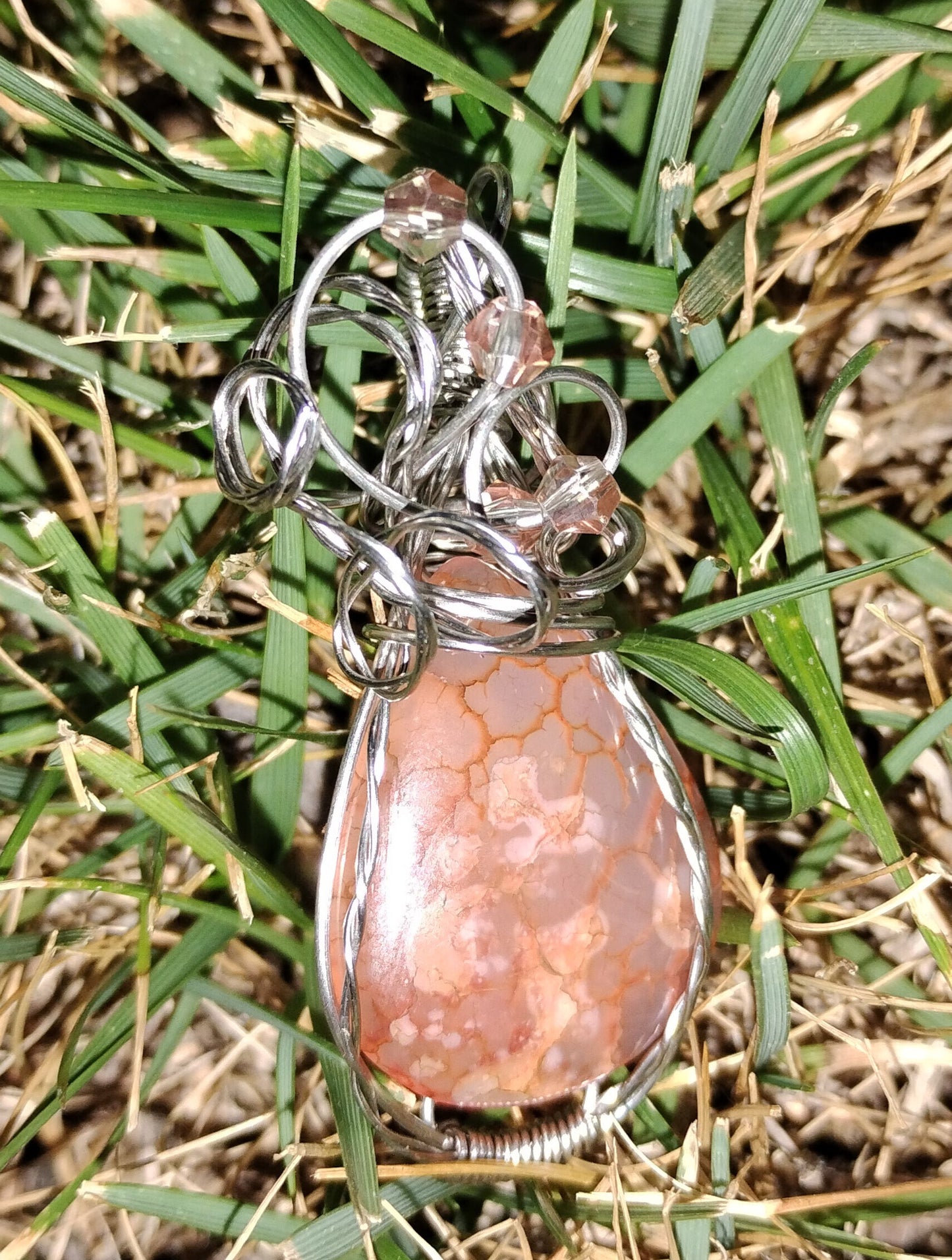 beaded wire wrapped real gemstone