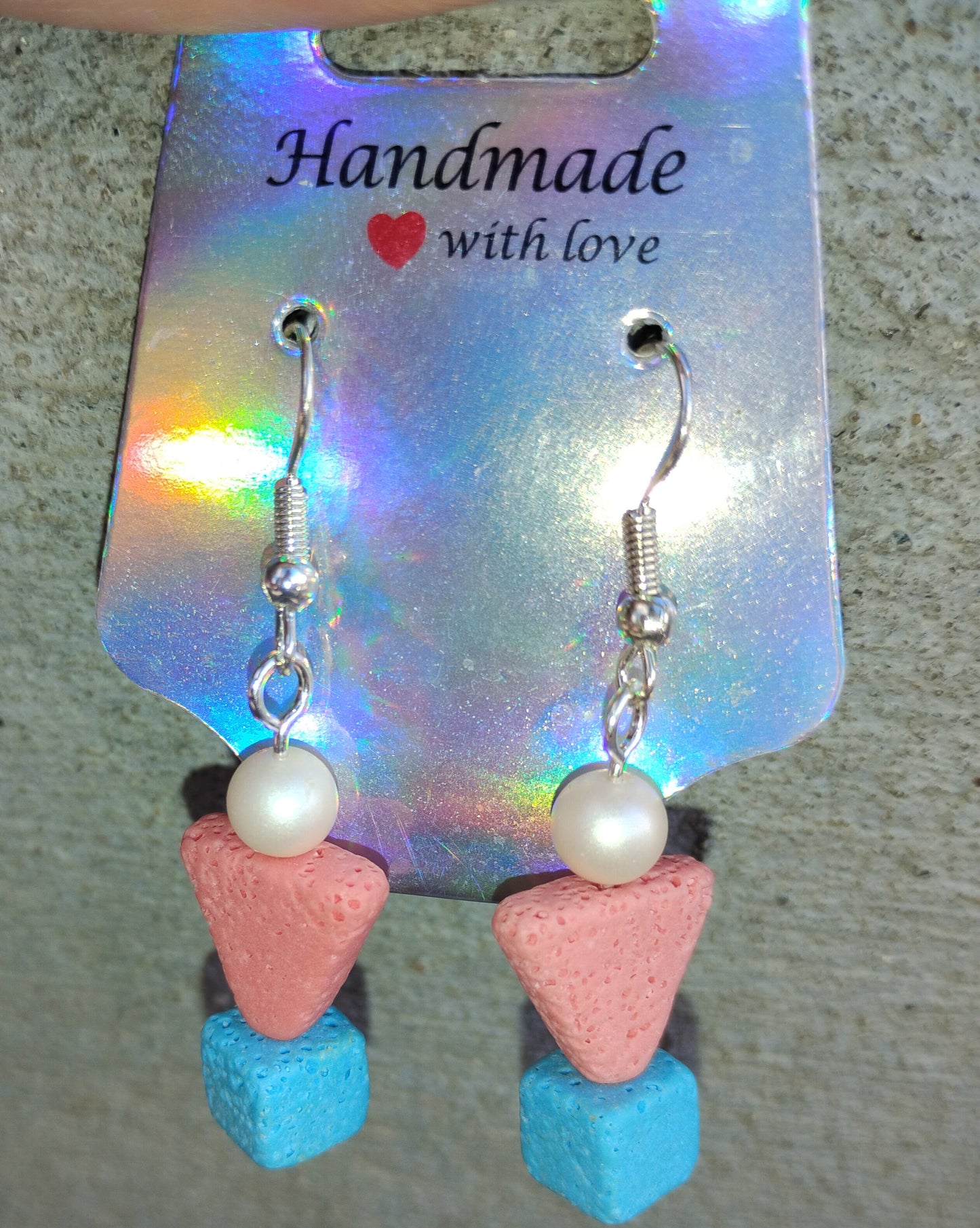 Pearl and Lava Bead Earrings