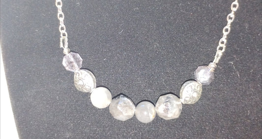 Agate stone and metal necklace
