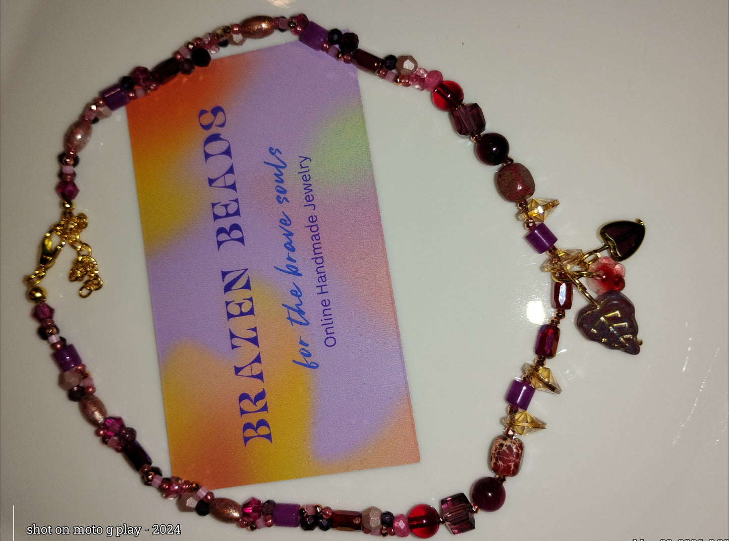 Pink/Wine beaded necklace