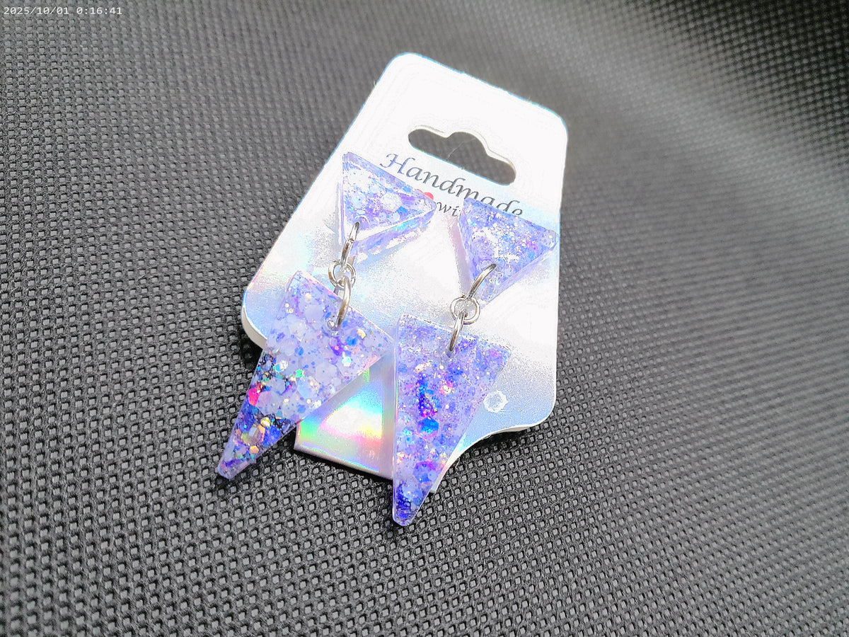 Handmade Resin Purple Glitter Earrings
