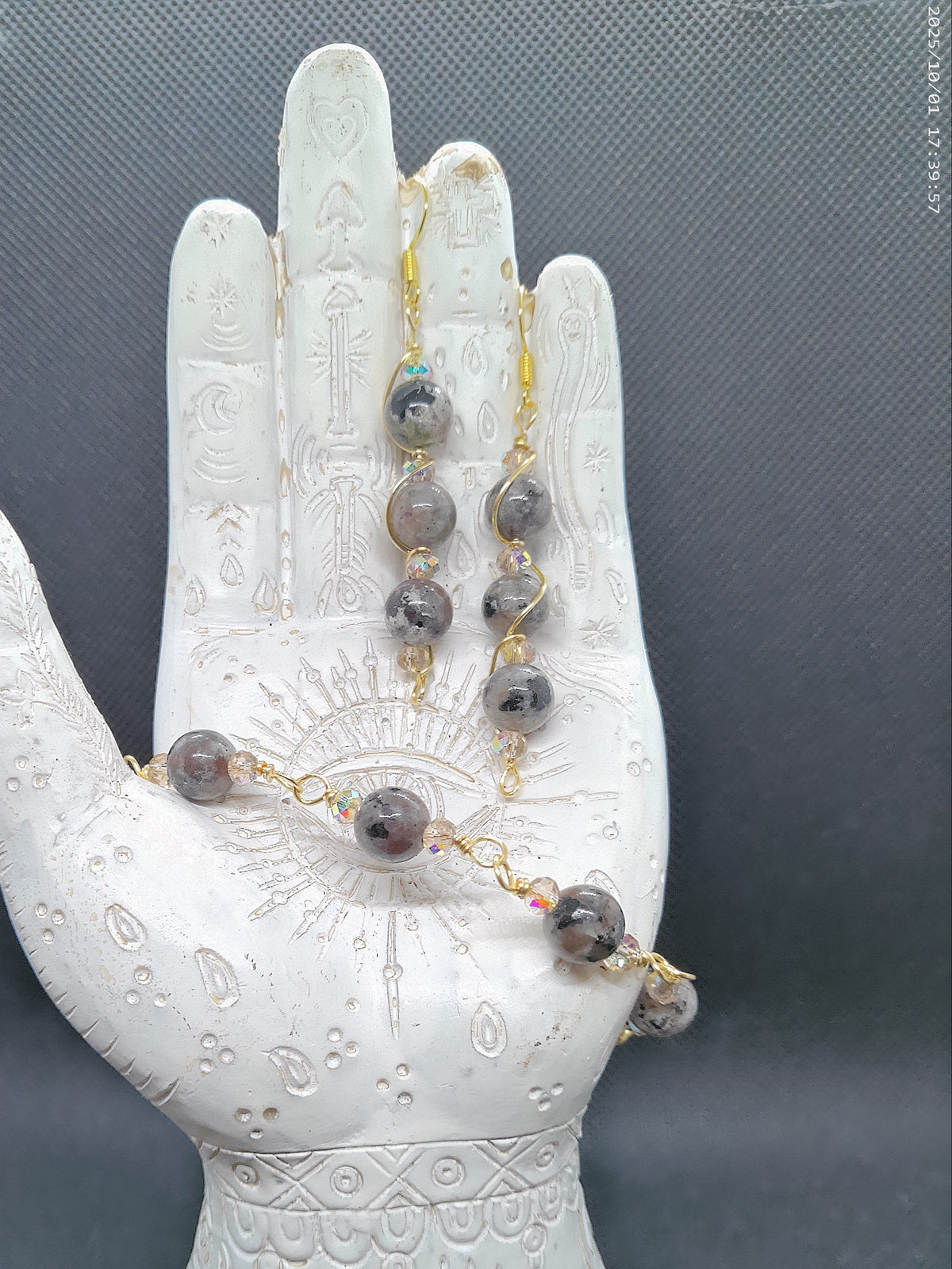 Handmade wire wrapped bracelet and earring set