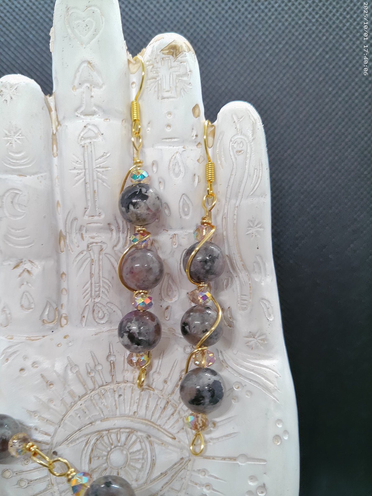 Handmade wire wrapped bracelet and earring set