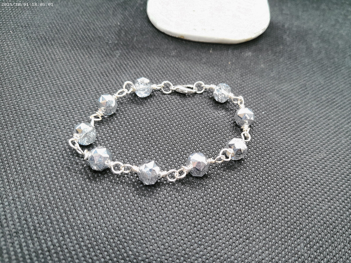 Hand wrapped silver crystal bracelet