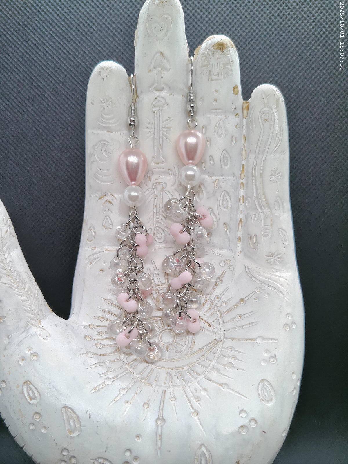 Baby Pink Pearl Dangle Earrings