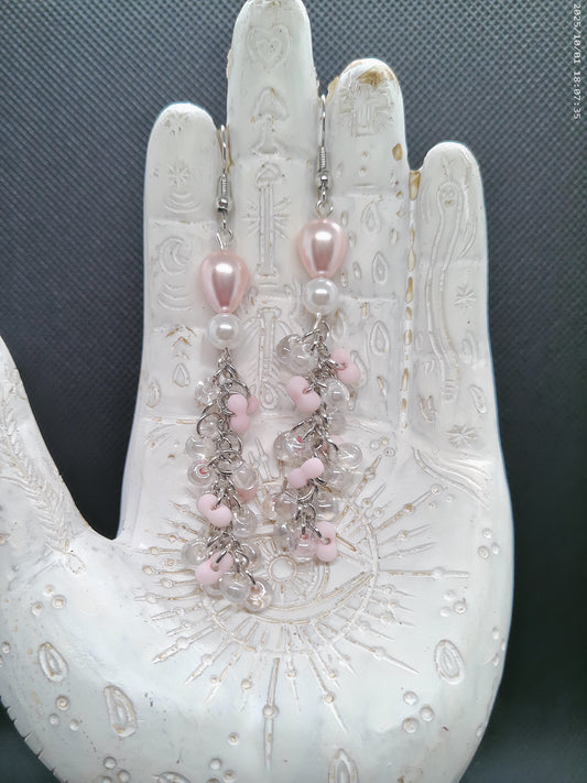 Baby Pink Pearl Dangle Earrings