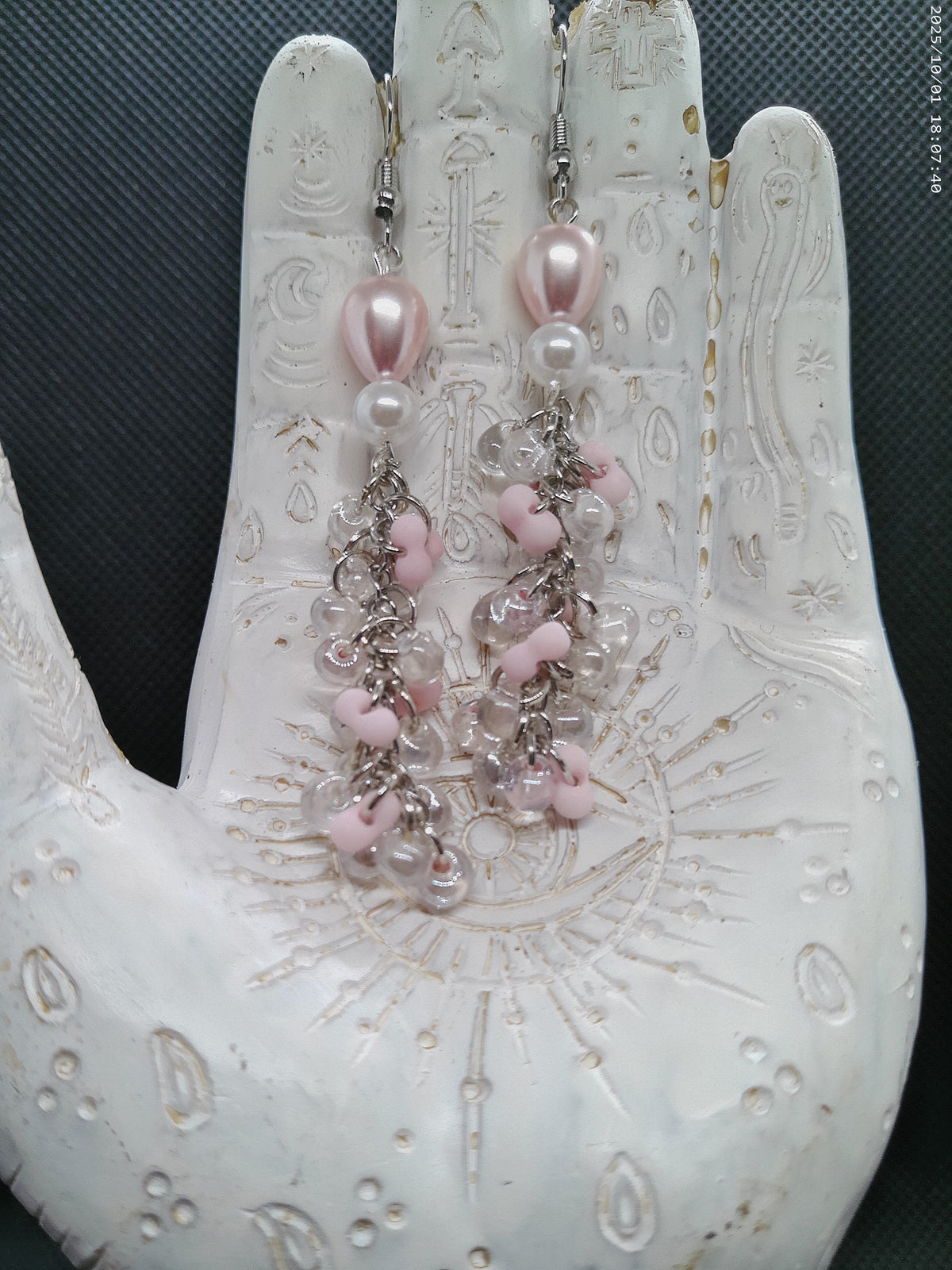 Baby Pink Pearl Dangle Earrings