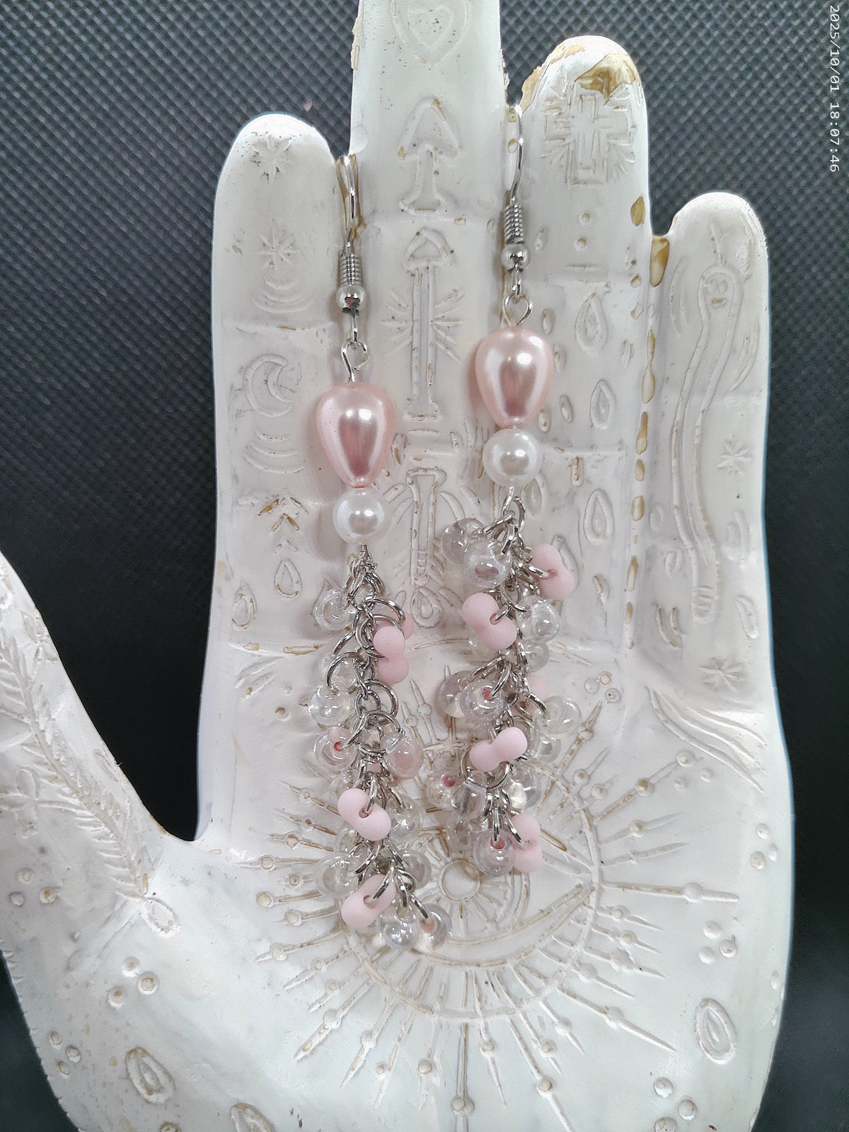 Baby Pink Pearl Dangle Earrings