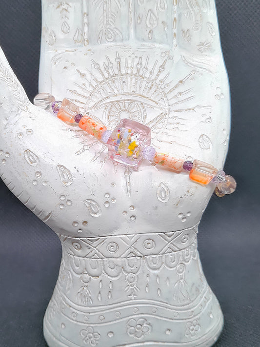 Chunky Orange and Purple Square Bracelet