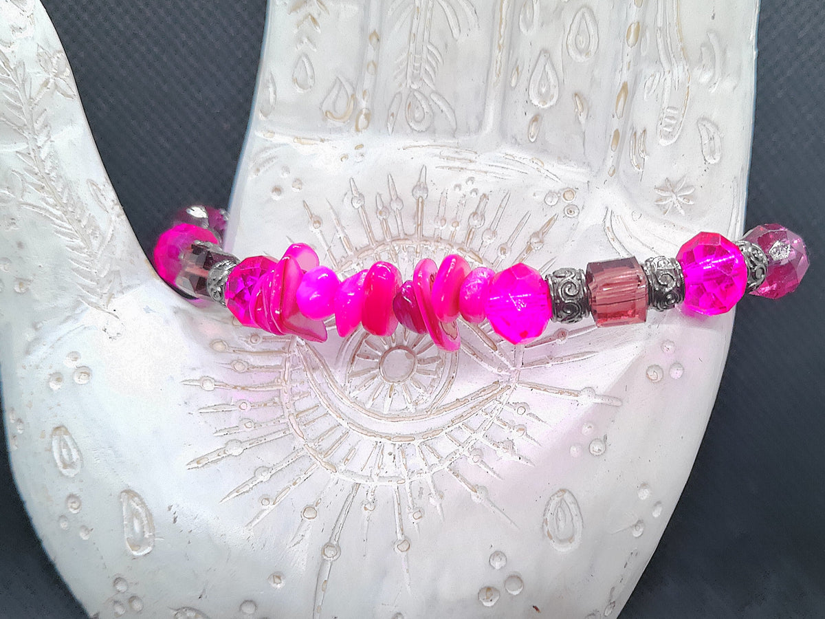 Pink Gemstone Chip Bracelet
