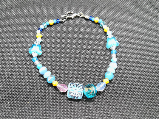 Blue Star & Butterfly with pops of yellow bracelet