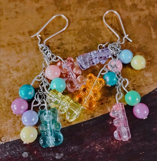 "Lucy" Gummy bear ear rings, gauge friendly if needed