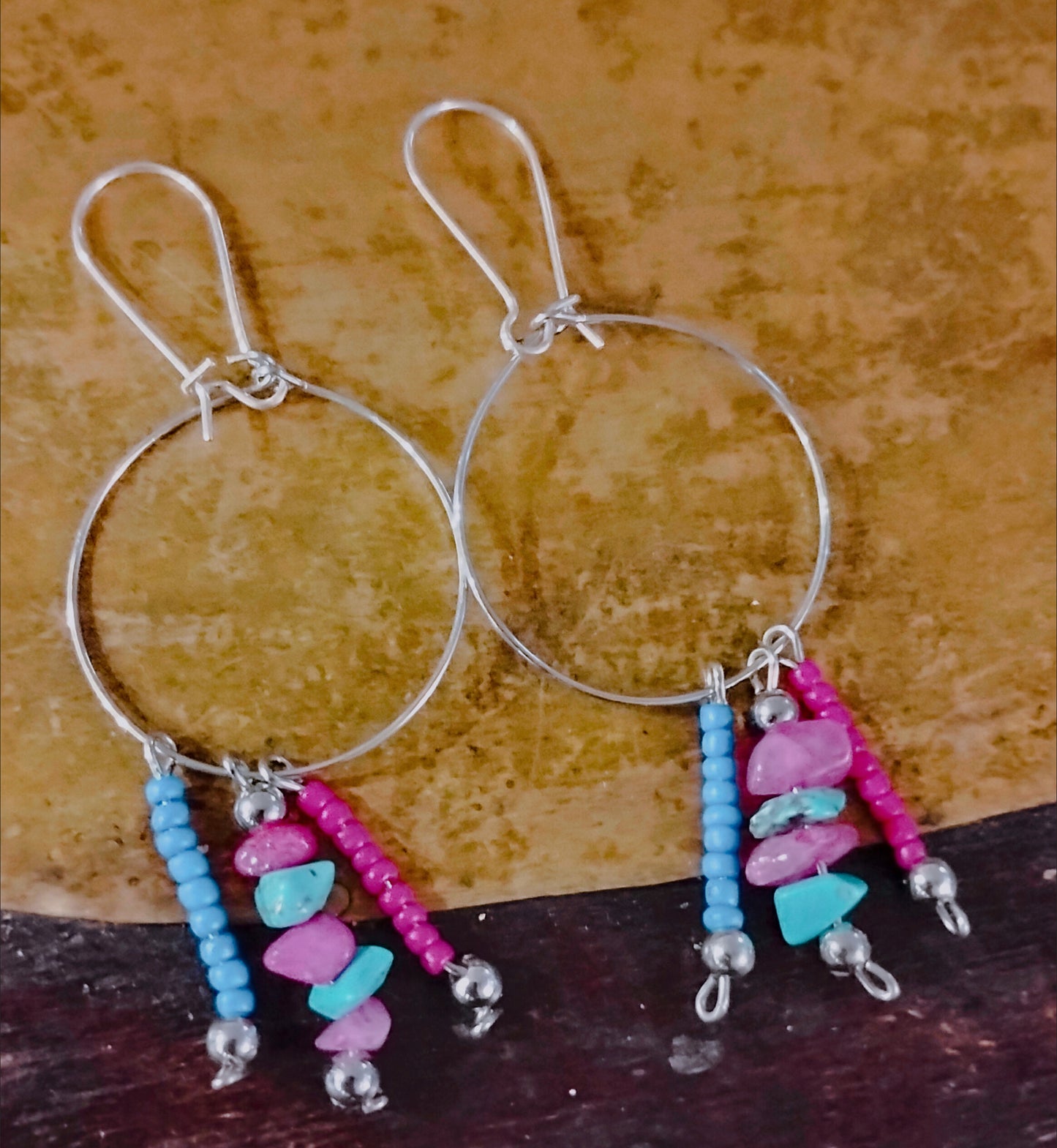 "Bre" chip gemstone ear rings, gauge friendly if needed