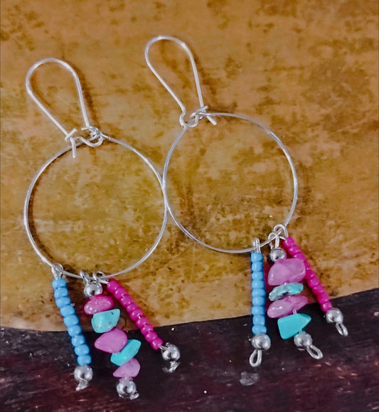 "Bre" chip gemstone ear rings, gauge friendly if needed