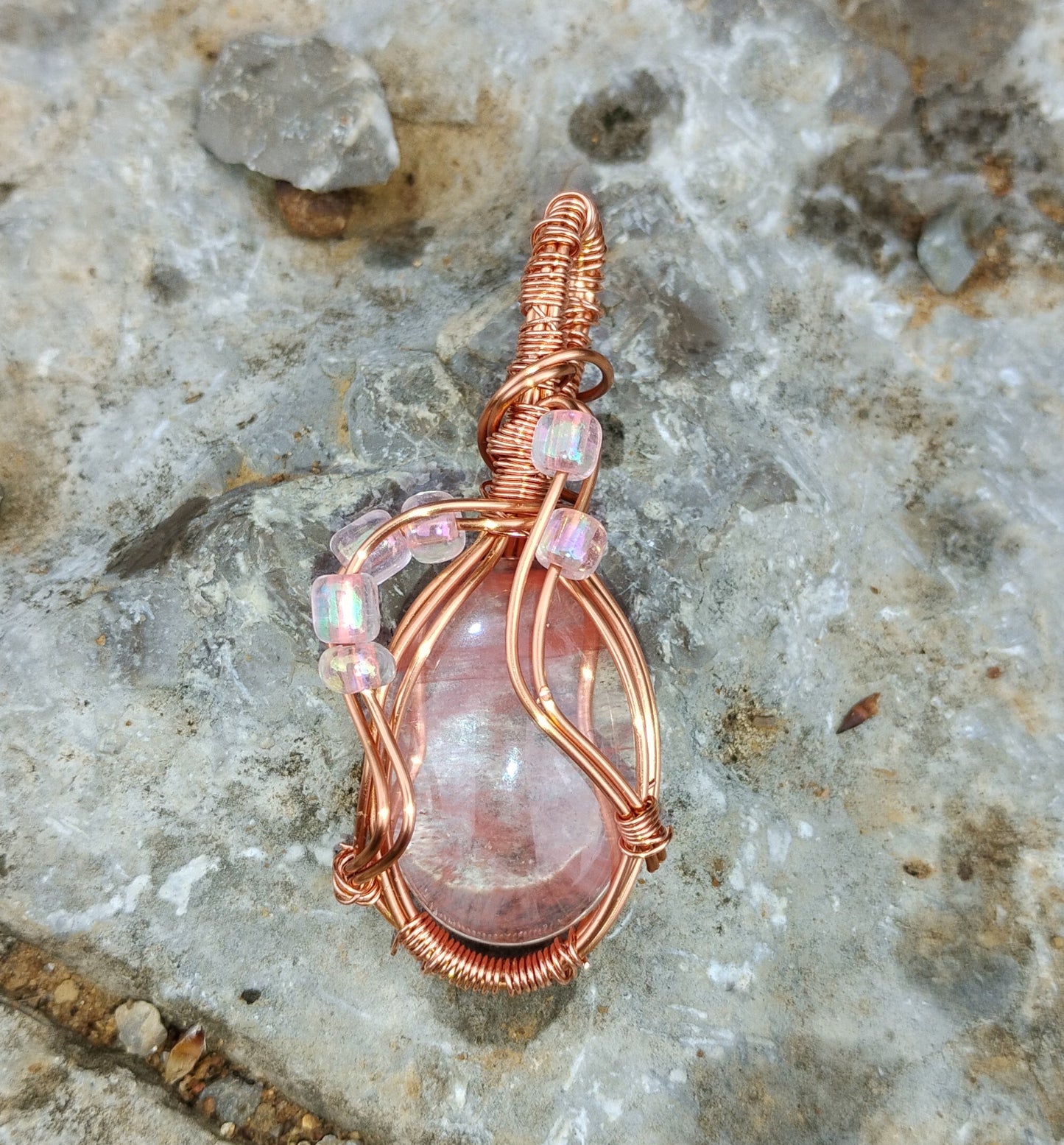 "Julie" Beaded Wire Wrapped Pendant