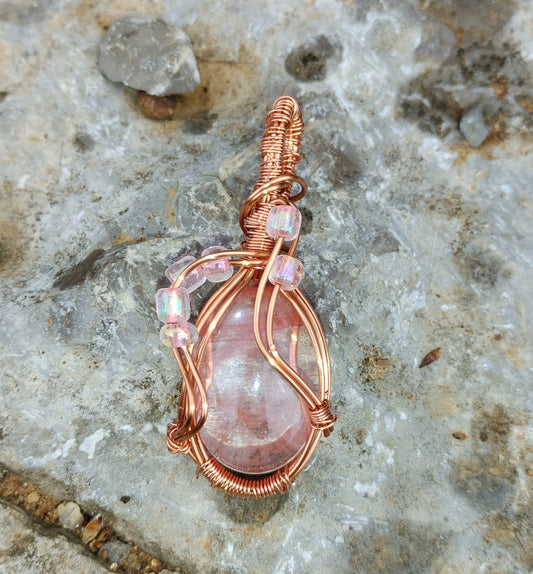 "Julie" Beaded Wire Wrapped Pendant