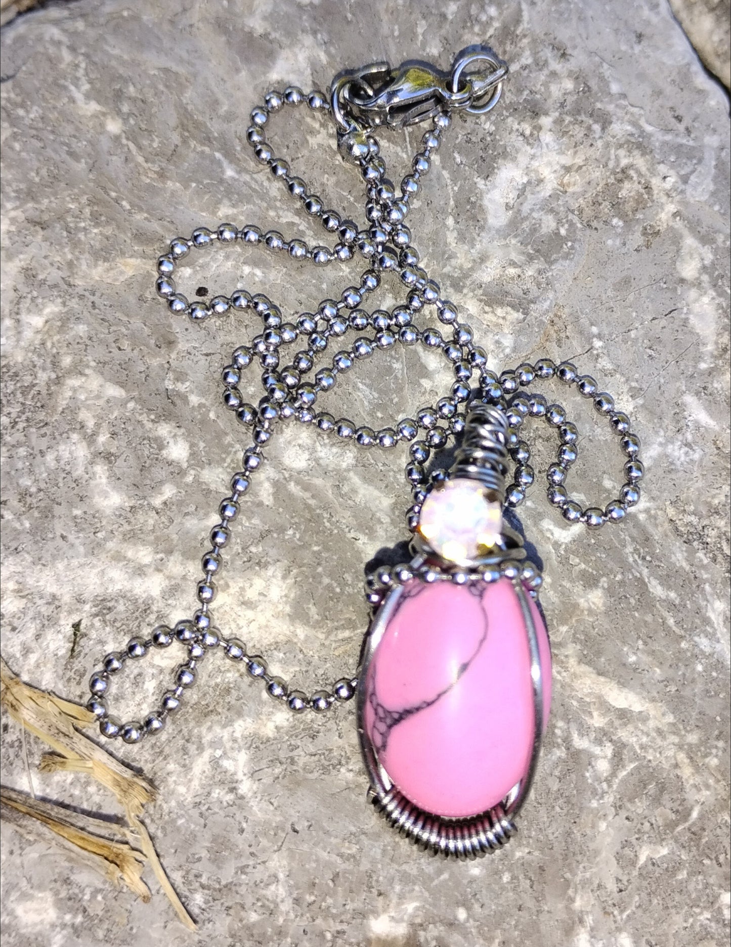 "Olivia" wrapped gemstone pendant