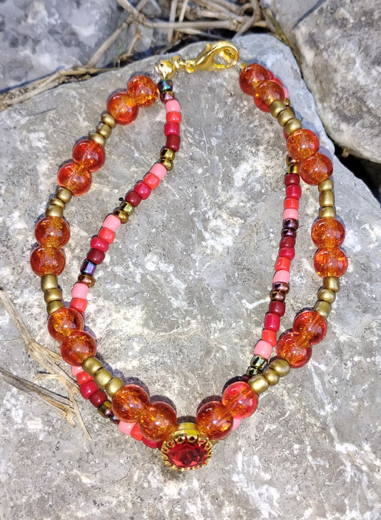 "Rebecca" Red beaded Bracelet
