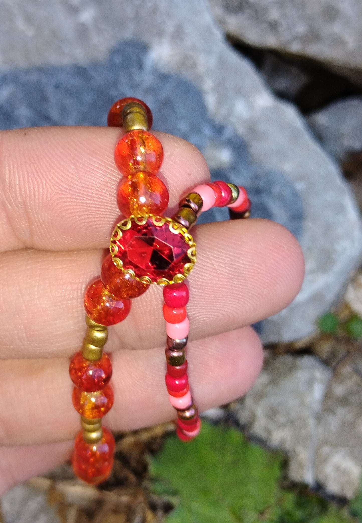"Rebecca" Red beaded Bracelet