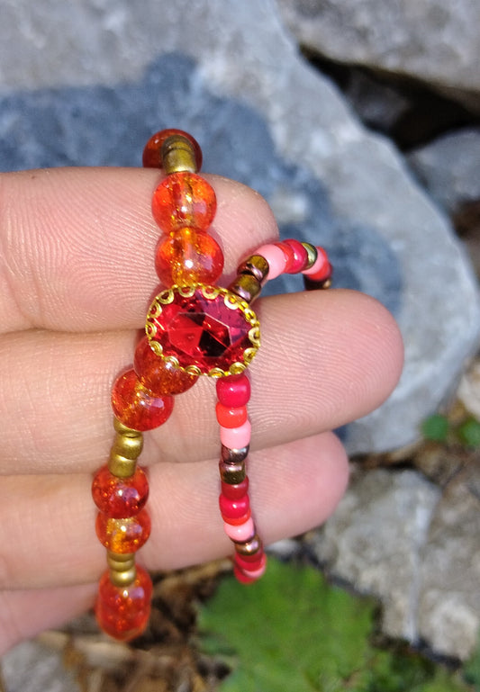 "Rebecca" Red beaded Bracelet