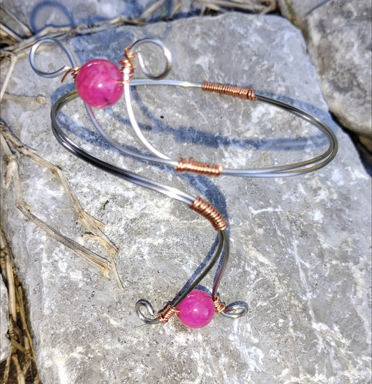 Beaded wire wrapped bracelet and ring set