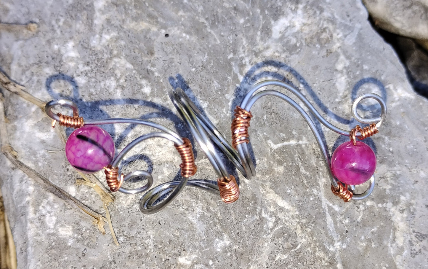 Beaded wire wrapped bracelet and ring set