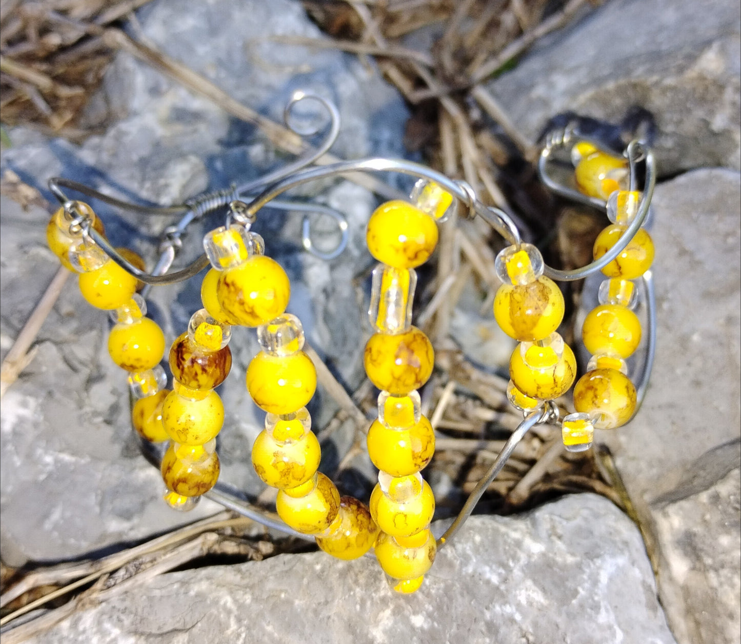 yellow beaded Cuff bracelet