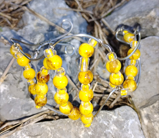 yellow beaded Cuff bracelet