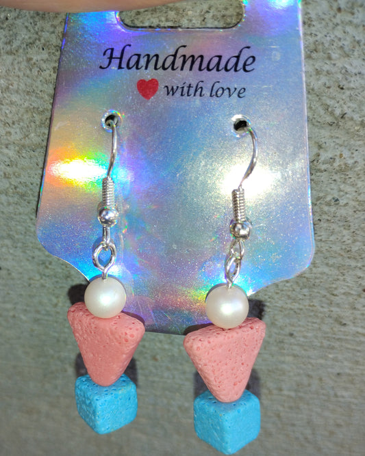 Pearl and Lava Bead Earrings