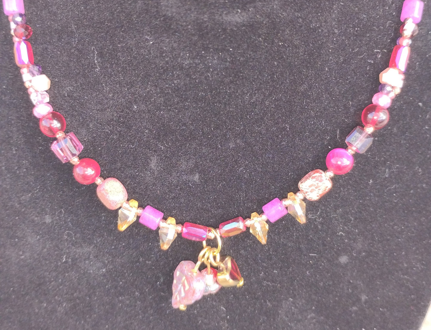 Pink/Wine beaded necklace