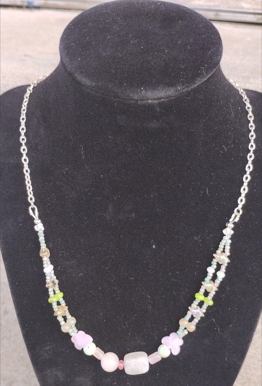 Chunky bead and butterfly necklace