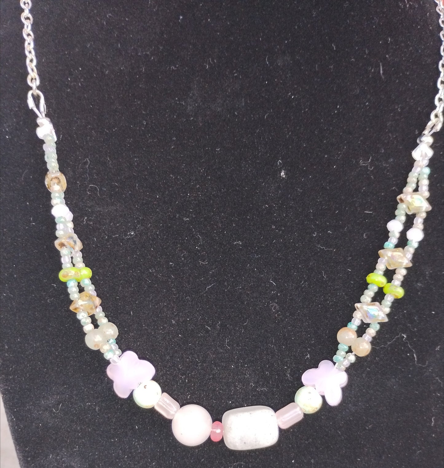 Chunky bead and butterfly necklace