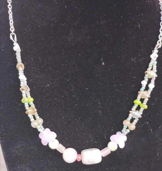 Chunky bead and butterfly necklace